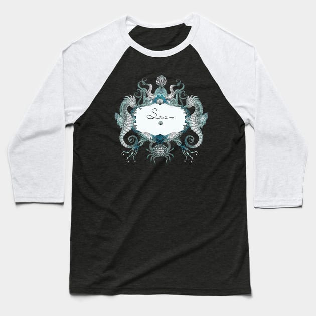 Sea Meeting Baseball T-Shirt by Mako Design 